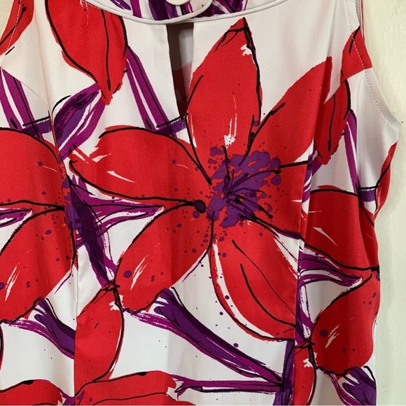 Signature by Sangria Retro Red Floral Sleeveless Shift Sheath Dress Size 4 - Picture 4 of 9